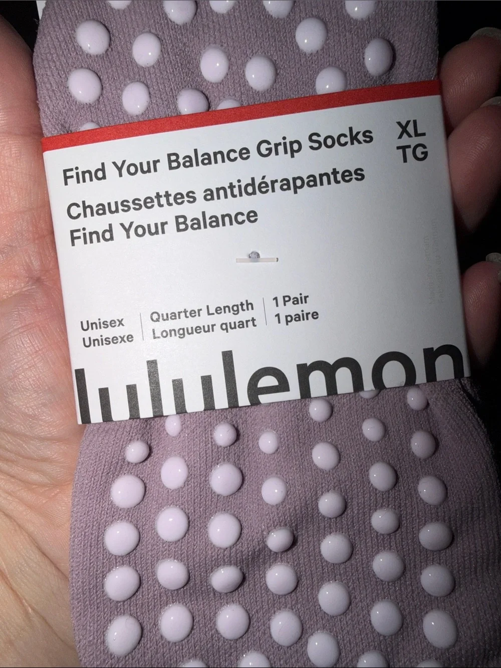 NWT Lululemon Find Your Balance Grip Mesh Socks Lotus Lavender size XL